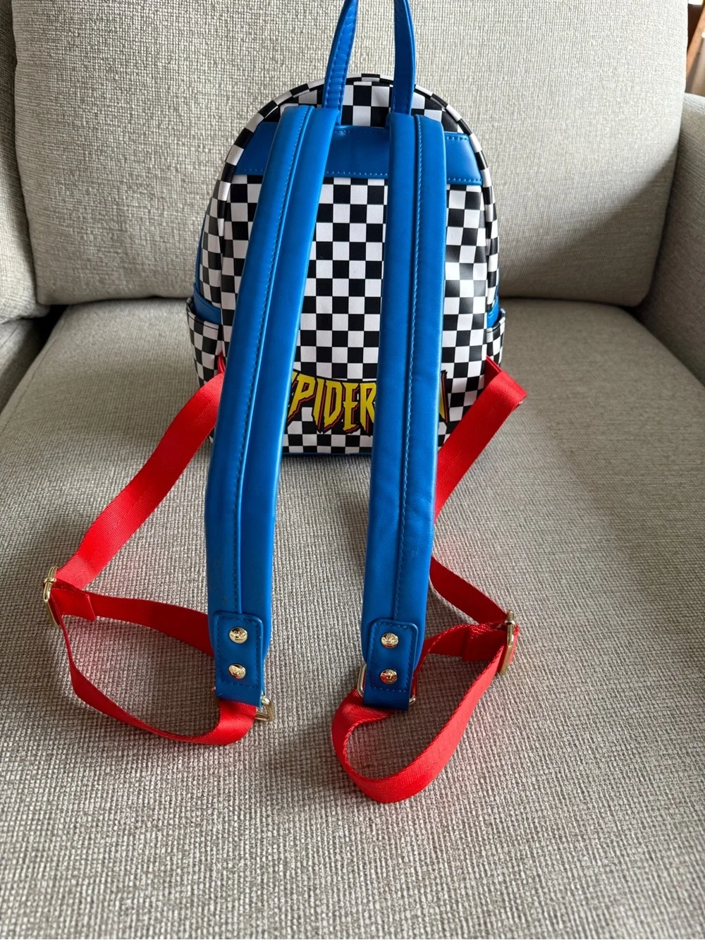 🔥 RETIRED! Loungefly x Marvel checkered Spider-Man Mini Backpack